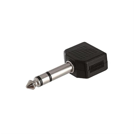6.35 Mm Stereo Plug To 2 X 3.5 Mm Stereo Jack Adapter